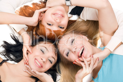 Three young playful women