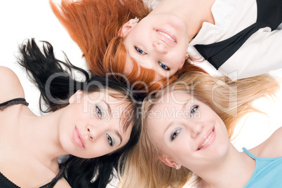 Three young cheerful women