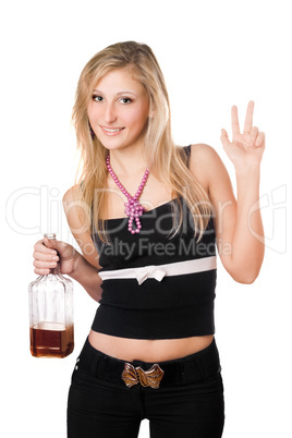 Young woman posing with a bottle