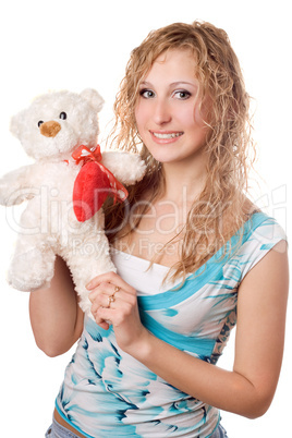 blonde with teddy bear