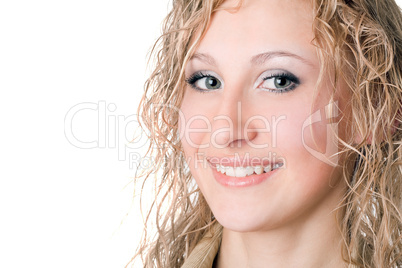 joyful smiling blond woman