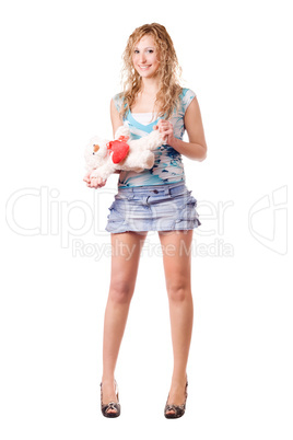 Pretty blonde holding teddy bear