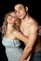 Portrait of beautiful young couple. Isolated
