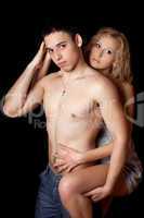 Sexy beautiful young couple. Isolated
