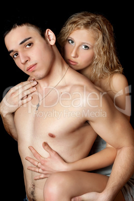 Sexy beautiful loving couple. Isolated