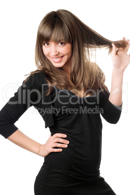 Cheerful brunette in black Cheerful brunette in black