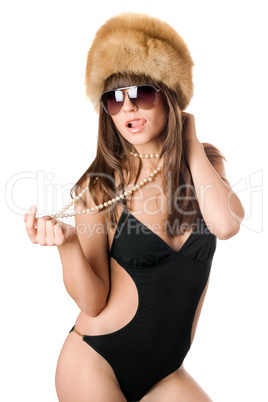 woman in sunglasses showing her tongue