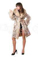 young lady in leopard coat