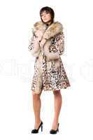 attractive lady in leopard coat