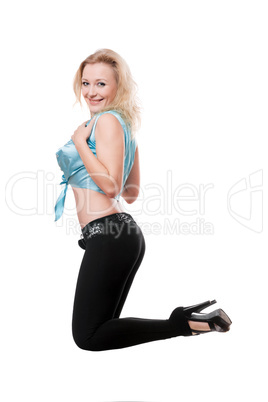 attractive woman bending the knee