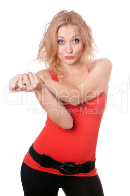 Portrait of funny young blonde. Isolated