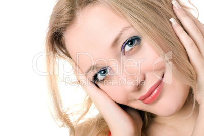 cheerful young blond lady