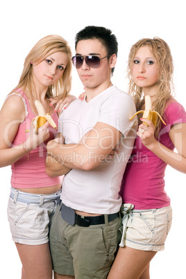Portrait of three pretty young people