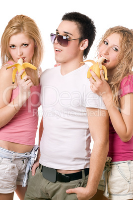 Portrait of three young people. Isolated Portrait of three young people. Isolated
