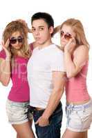 two sensual women and handsome young man
