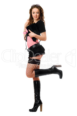 Smiling playful young woman. Isolated