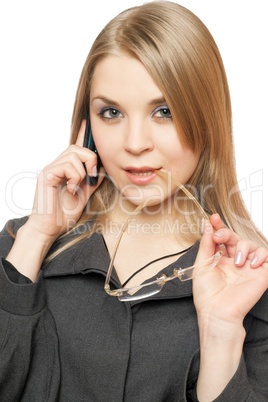 Close-up portrait of pensive young blonde