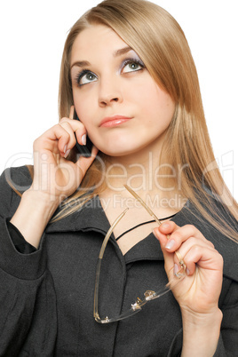 Close-up portrait of thoughtful young blonde