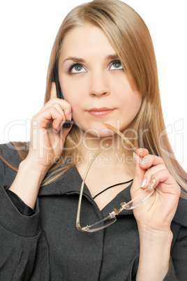 Close-up portrait of thoughtful attractive blonde Close-up portrait of thoughtful attractive blonde