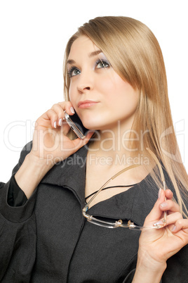 Close-up portrait of thoughtful attractive young blonde