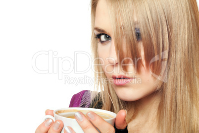 Attractive young blonde with a cup