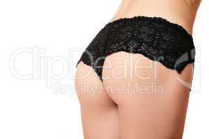 Close-up of perfect female rear in panties. Isolated