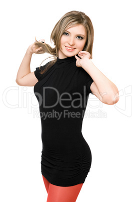 Portrait of sexy smiling young woman. Isolated