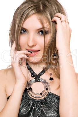 Portrait of a playful young woman. Isolated
