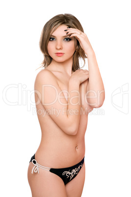 Portrait of sexy young woman in panties