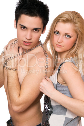 Attractive young woman and a guy