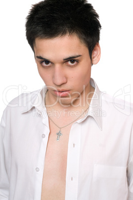 Closeup portrait of handsome young man