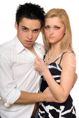 Portrait of passionate young couple. Isolated