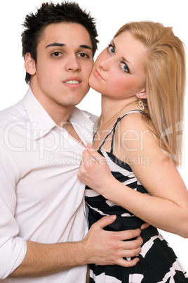 Portrait of passionate beautiful young couple. Isolated