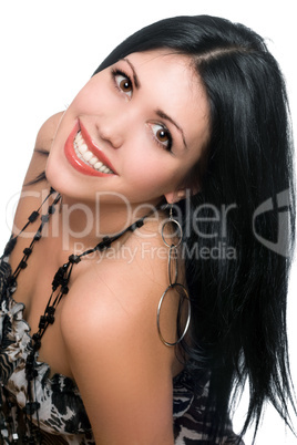 Portrait of a smiling beautiful young brunette