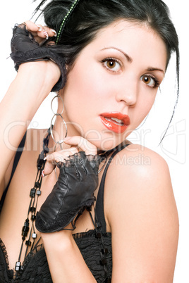 Portrait of a attractive brunette. Isolated