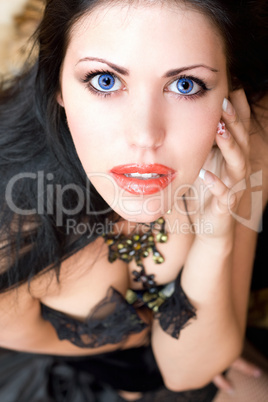 Close-up portrait of a beautiful brunette