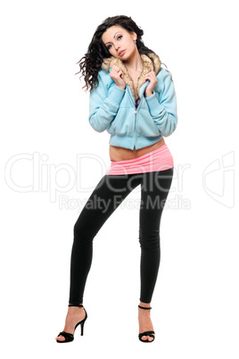 Attractive young woman in a black leggings