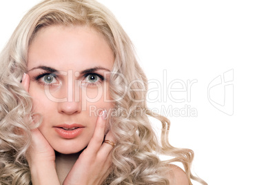 Closeup portrait of beautiful young blonde