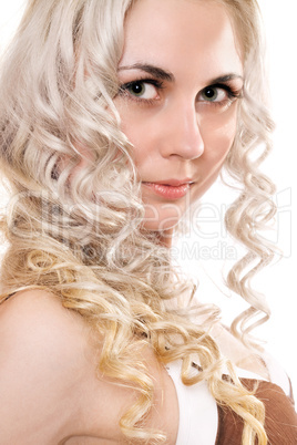 Closeup portrait of lovely young blonde