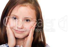 Closeup portrait of charming little girl. Isolated