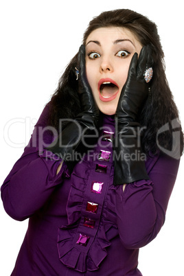 Portrait of frightened young woman. Isolated Portrait of frightened young woman. Isolated