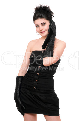 Portrait of smiling brunette talking on the phone Portrait of smiling brunette talking on the phone