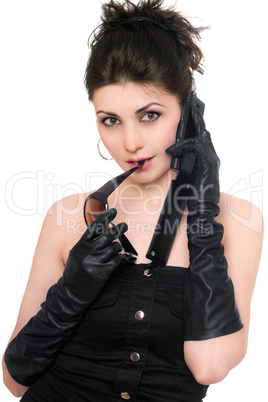 Portrait of pretty young woman talking on the phone