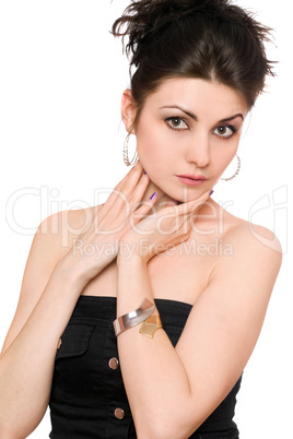 Portrait of young woman in a black dress