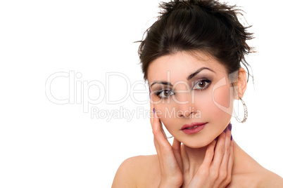 Closeup portrait of lovely brunette. Isolated Closeup portrait of lovely brunette. Isolated