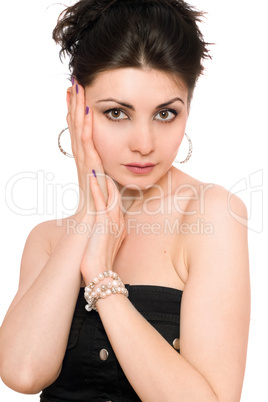 Portrait of beautiful young woman in a black dress