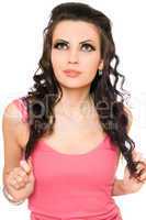 Portrait of pretty young brunette. Isolated