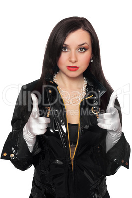 Young woman in black jacket