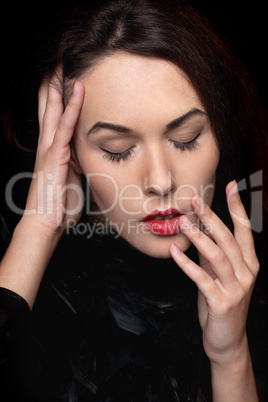 young lady with closed eyes