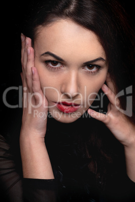 Closeup portrait of passionate young woman